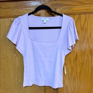 ON & OFF Lavender Square Neck Flutter Sleeve Tee